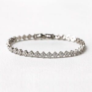 Clover Bracelet White Gold Plated w/ Swarovski Crystals | Bridal Jewelry